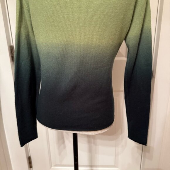 SIMPLY CASHMERE SWEATER ROUND CREW NECK GREEN OMBRE CASHMERE LONG SLEEVE Size M - Picture 8 of 10